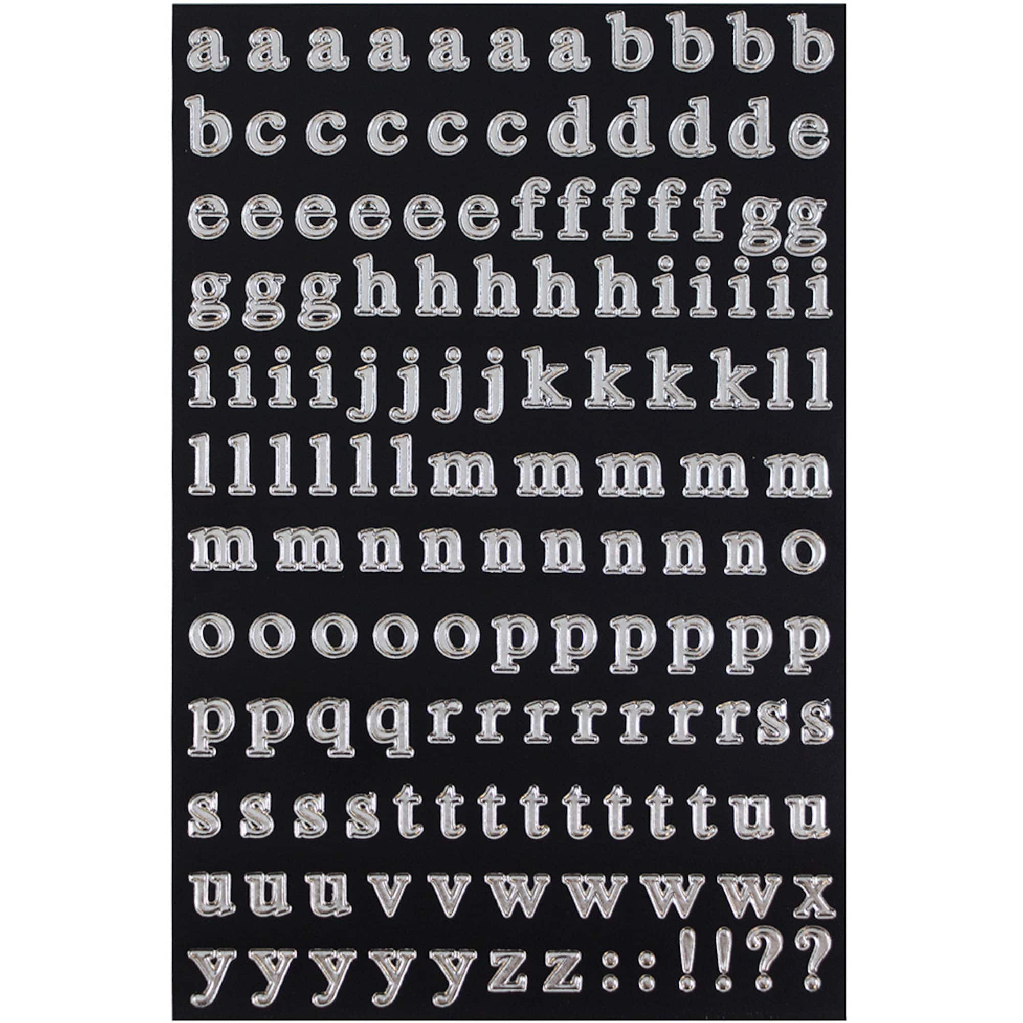 JAM Paper Silver Upper & Lower Case Alphabet Letter Stickers